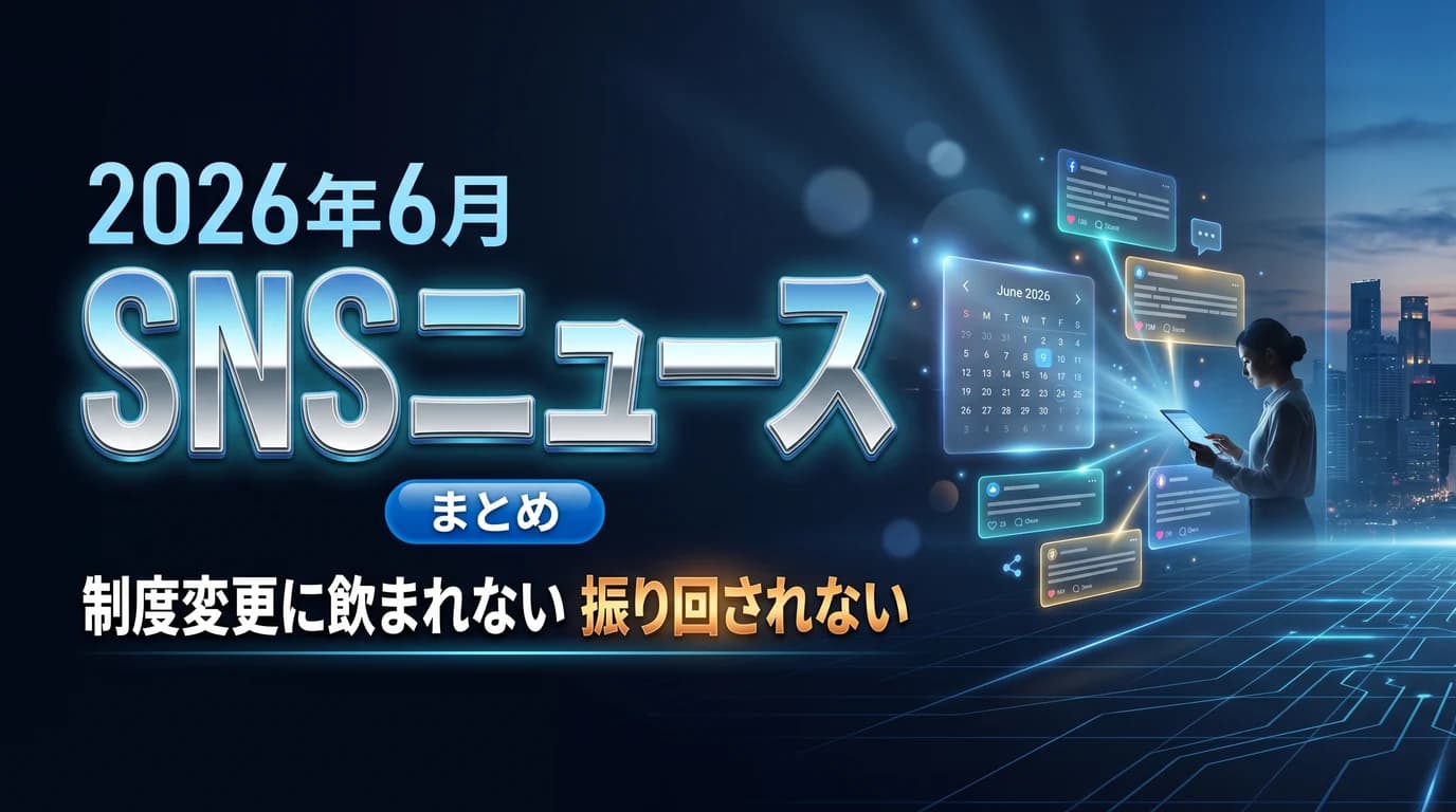 2026年6月のSNSニュースまとめと振り回されない判断基準を表現したダーク基調のサムネイル画像